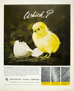 1966 Ad Vintage Mississippi Glass Chicken Egg Chick Donald Kueker St. Louis YFM3