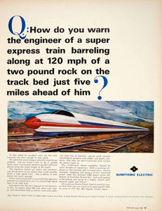 1966 Ad Vintage Sumitomo Electric Osaka Japan High Speed Express Train Line YFM3