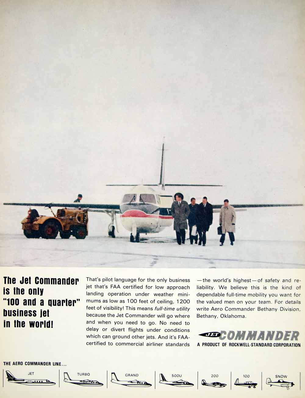 1966 Ad Vintage Aero Jet Commander Business Small Airplane 100 & a Quarter YFM3