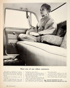 1966 Ad Vintage Toyota Import Japanese Car Oldest Customer Mrs. Kayab-san YFM3
