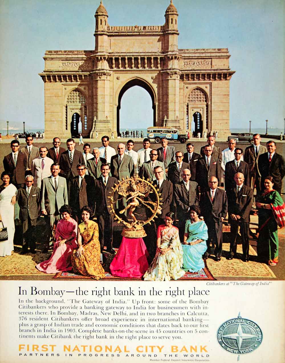 1966 Ad First National City Bank Citibank Staff Gateway India Bombay Mumbai YFM3