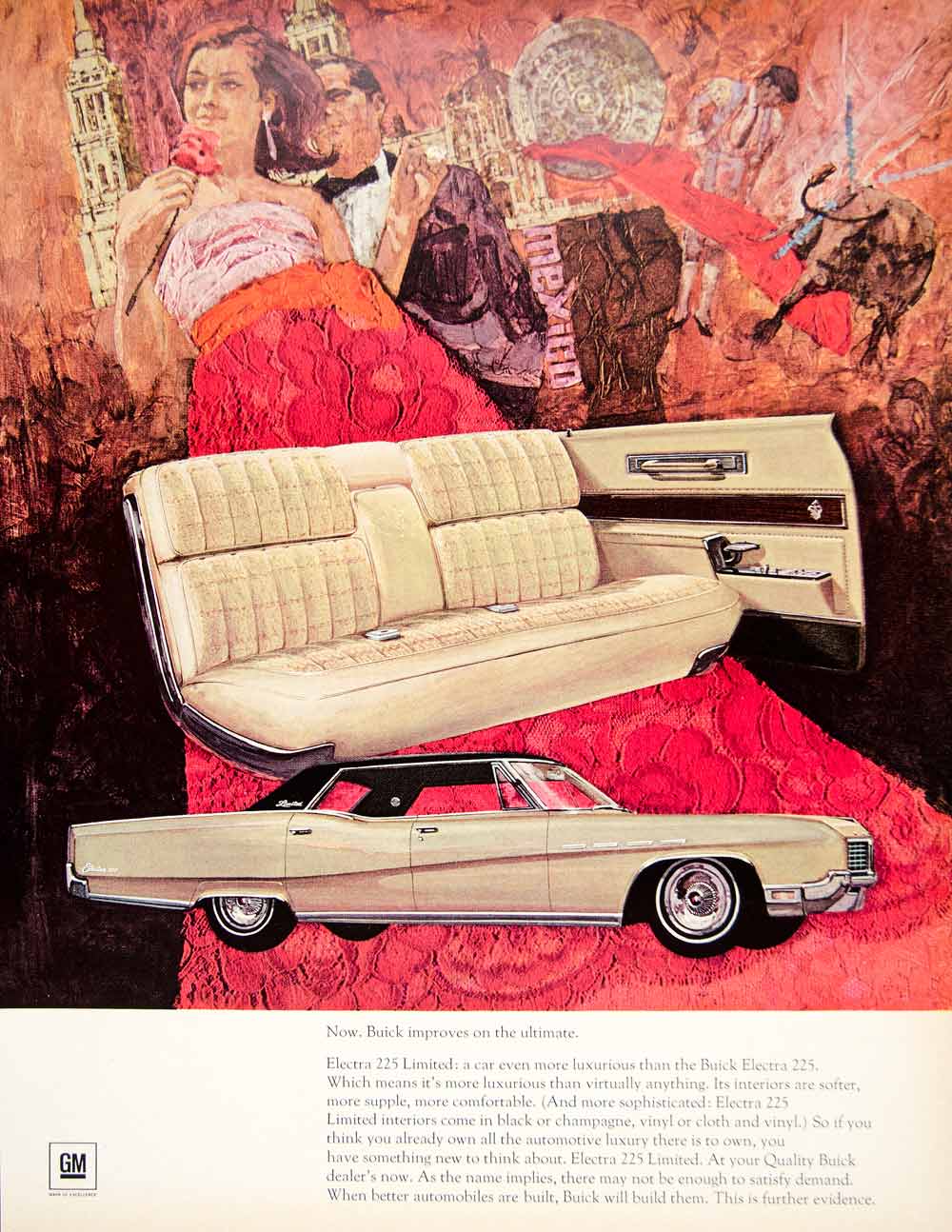 1966 Ad 1967 Buick Electra 225 Limited Automobile Luxury Car Interior GM YFM3