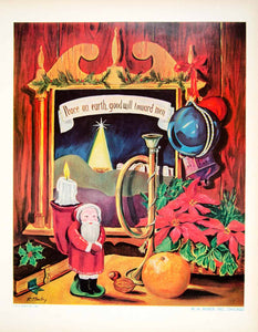 1966 Ad Vintage Christmas Greeting Santa Claus Manger Poinsettia W.H. Miner YFM3