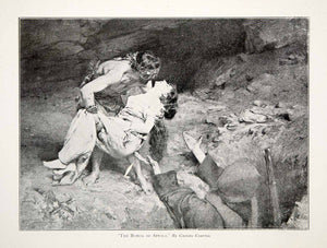 1910 Print Burial Attala Gustave Courtois Mythology Fantasy Death Figures YFP1