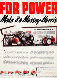 1951 Ad Massey-Harris Tractor Elephant Plow Farm Equipment Vintage YFQ1