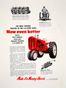1952 Ad Massey-Harris Tractor Plow 44 Depth-O-Matic Hydraulic Engine YFQ1