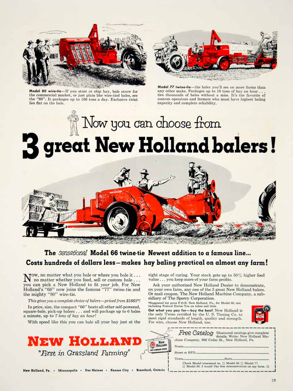 1953 Ad New Holland Baler 909 Cedar Street PA Farming Equipment Hay Maker YFQ1