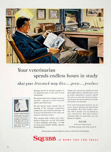 1954 Ad Squibb Veterinarian Acth Symposium Agricultural Drug Livestock YFQ1