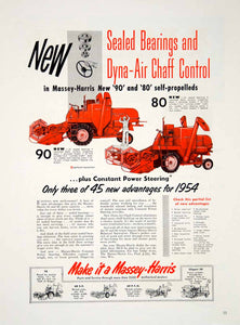 1954 Ad Dyna-Air Chaff Control Massey-Harris Power Steering Harvester YFQ1