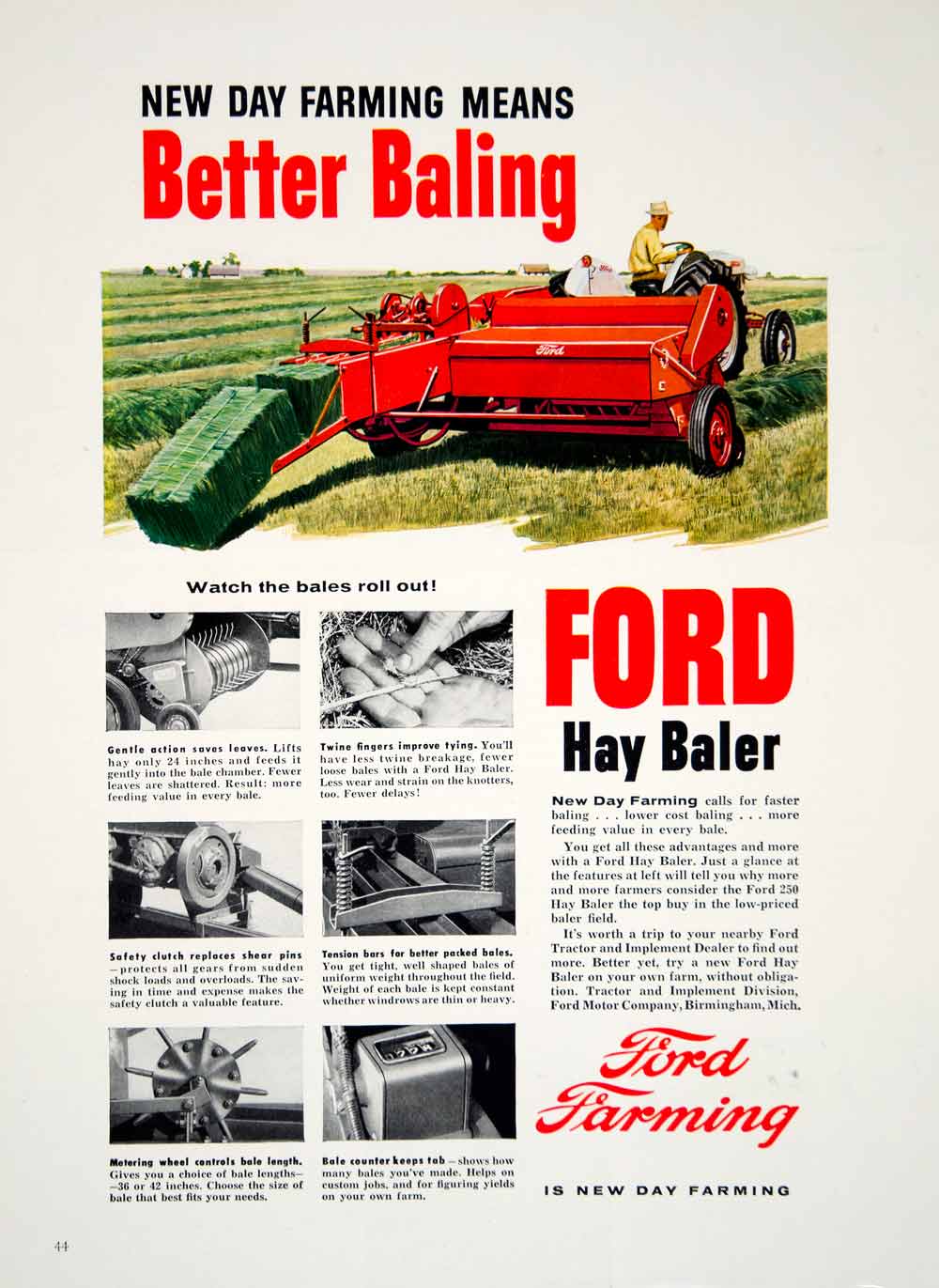 1956 Ad Ford Hay Baler Twine Maker Farming Implement Machinery Equipment YFQ1