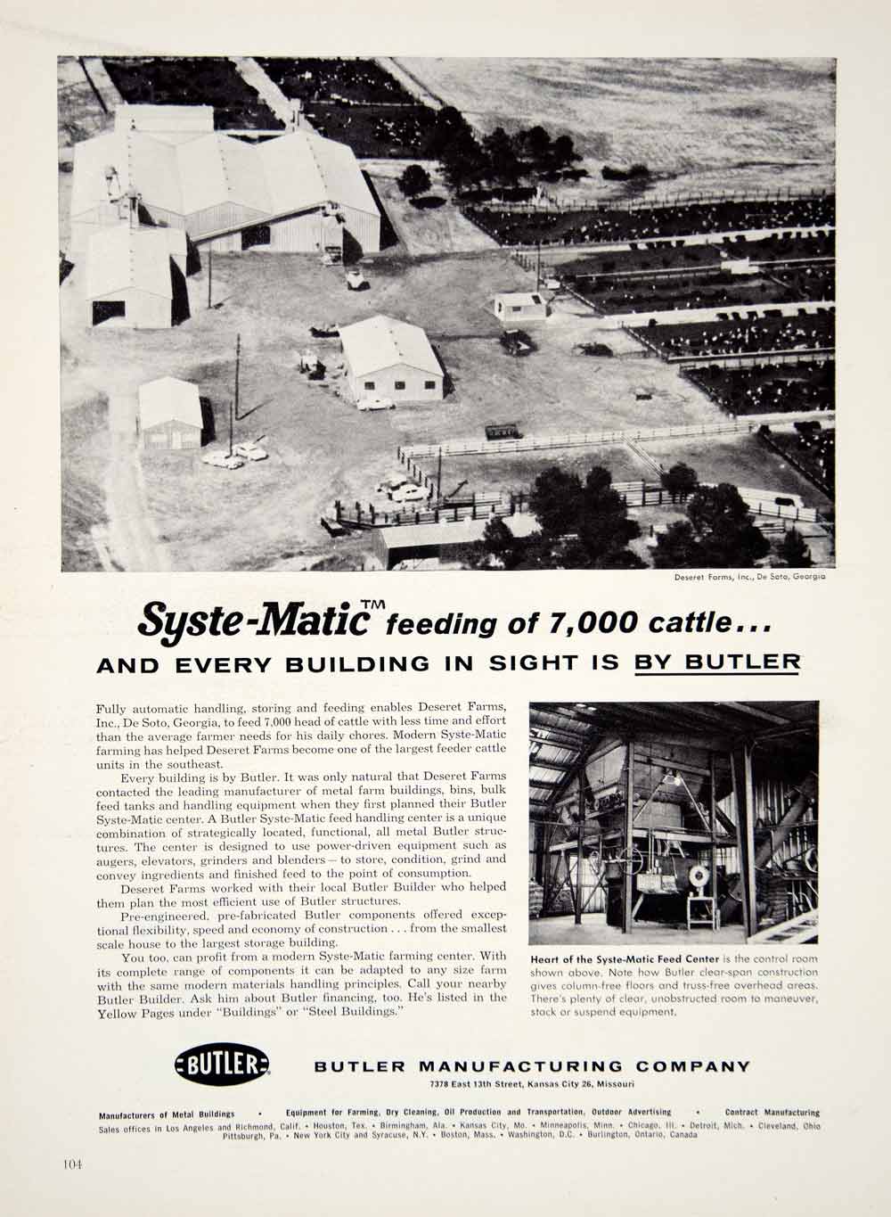 1959 Ad Syste-Matic Desert Farms Butler Cattle 7378 East 13th Street Kansas YFQ1