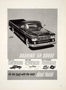 1959 Ad Dodge Pick-Up Truck Ute V8 Sweptline Front Bumper Hood Automobile YFQ1