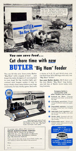1953 Ad Butler Big Ham Feeder Trough Hog Swine Pig Galvanized Steel Farm YFQ1
