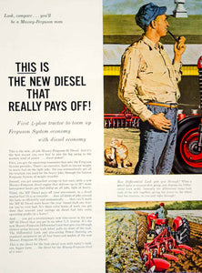 1960 Ad Massey-Ferguson 4-Plow Tractor Diesel Racine Red Farmer Plowing YFQ1