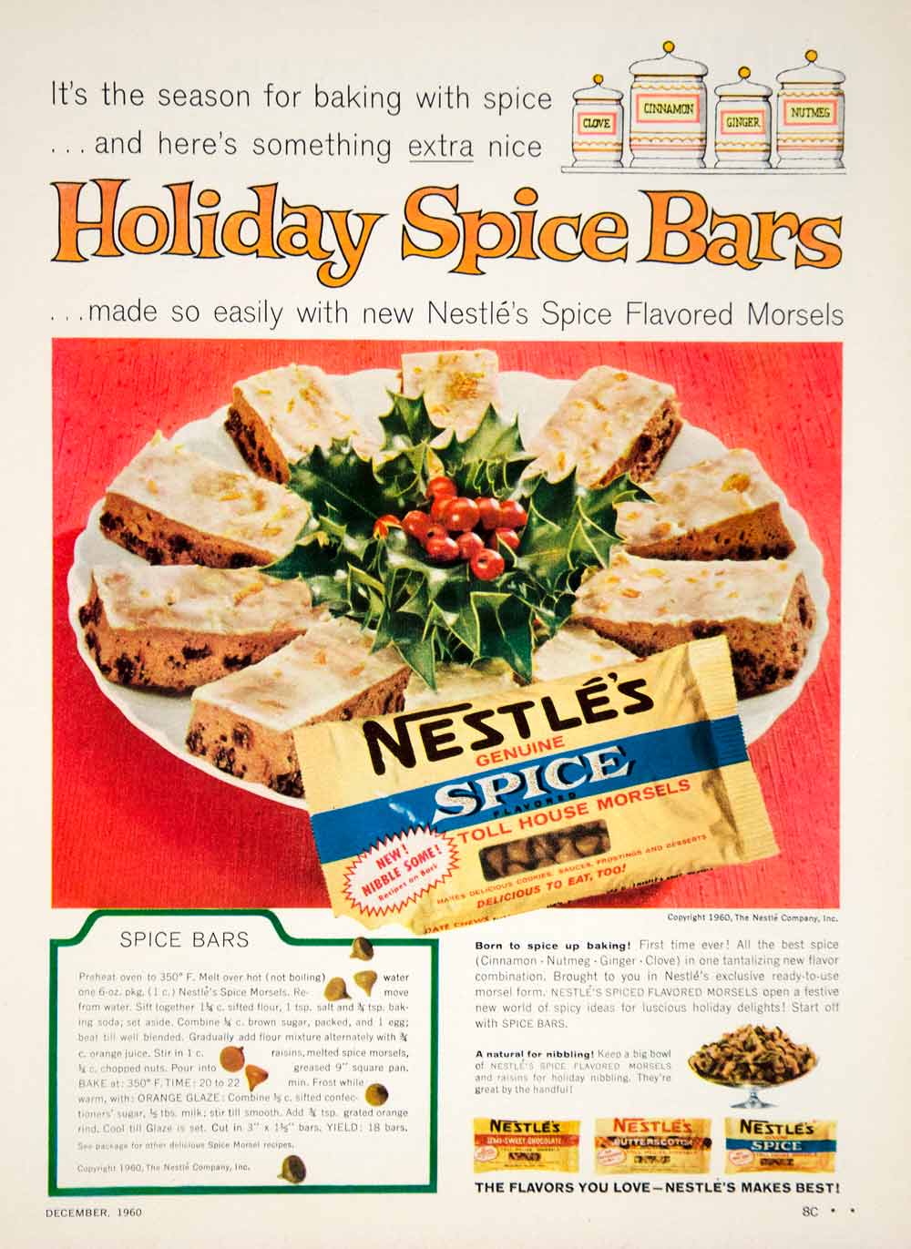 1960 Ad Nestles Spice Bars Recipe Butterscotch Semi-Sweet Chocolate Morsels YFR1