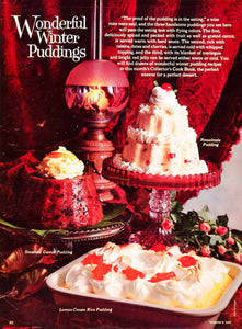 1963 Color Print Puddings Classic 60s Recipes Rice Tapioca Steamed Sixties YFR1
