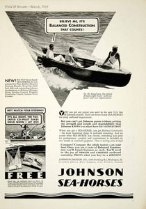 1934 Ad Johnson Sea Horse Outboard Boat Motor Engine Sporting Goods Fishing YFS2