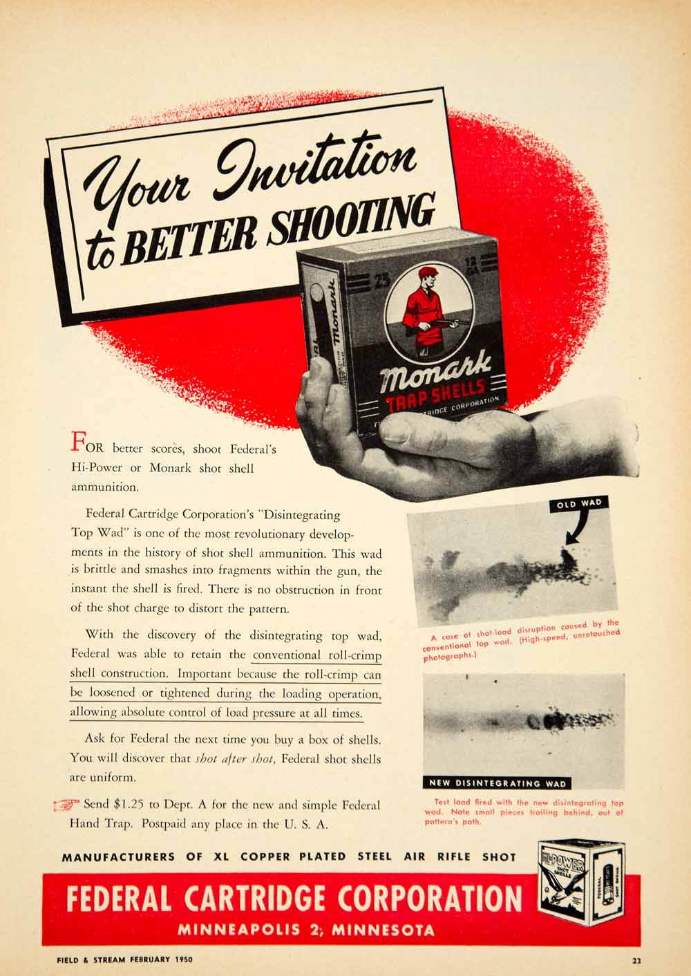 1950 Ad Federal Cartridge Monark Trapshooting Shotgun Shells Ammo Sporting YFS2