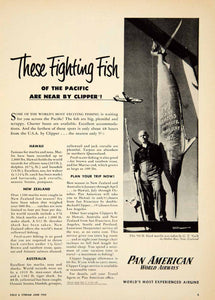1950 Ad Pan American Airlines GT Neels Black Marlin Fishing Aviation YFS2