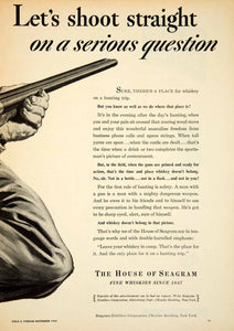 1949 Ad House of Seagram Distillers Whiskey Alcohol Liquor Hunting YFS2