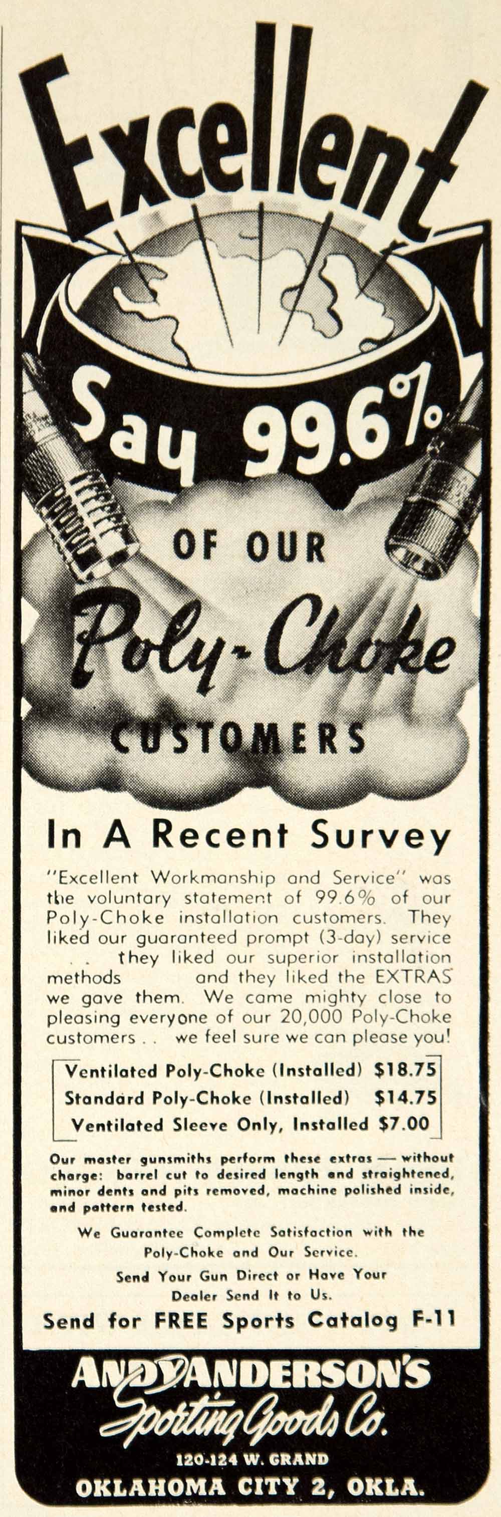 1949 Ad Andy Anderson Sporting Goods Poly-Choke Gun Firearm Hunting YFS2