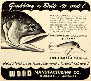 1950 Ad Wood Deep-R-Doodle Fishing Lure Bait Tackle Sporting Goods