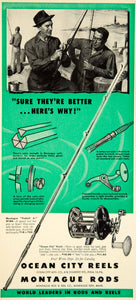 1950 Ad Ocean City Reels Montague Rods Fishing Bait Tackle Sporting Goods YFS2