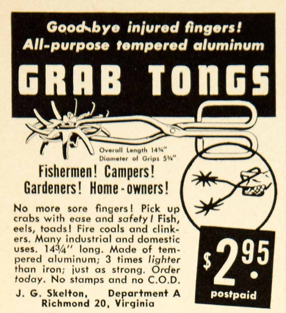 1950 Ad JG Skelton Aluminum Grab Tongs Fishing Tool Sporting Goods Hunting YFS2