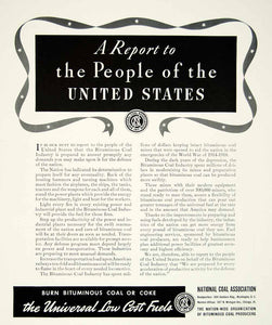 1940 Ad National Coal Association United States Bituminous Report Chicago YFT1