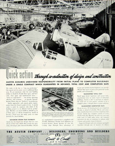 1940 Ad Austin Company Design Engineer Build Aviation Airplanes Hanger F3F YFT1