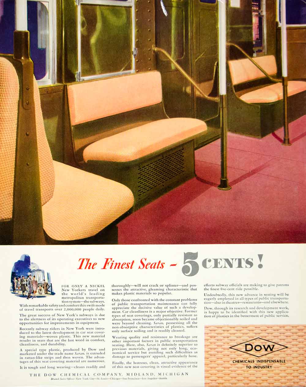 1940 Ad Dow Chemical Company Midland Michigan Industrial Train Bus Seats YFT1