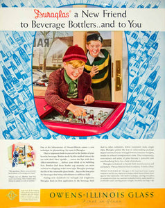 1940 Ad Duraglas Owens Illinois Glass Winter Boys Bottle Soda Beverage Shop YFT1