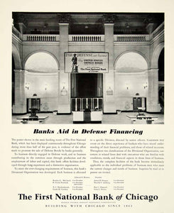 1942 Ad First National Bank Chicago Defense Bonds World War II Finance YFT1