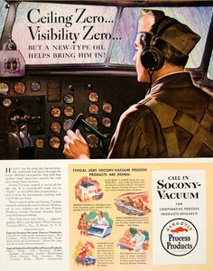 1942 Ad Socony Vacuum Airplane Flight Pilot Military World War II Man John YFT1