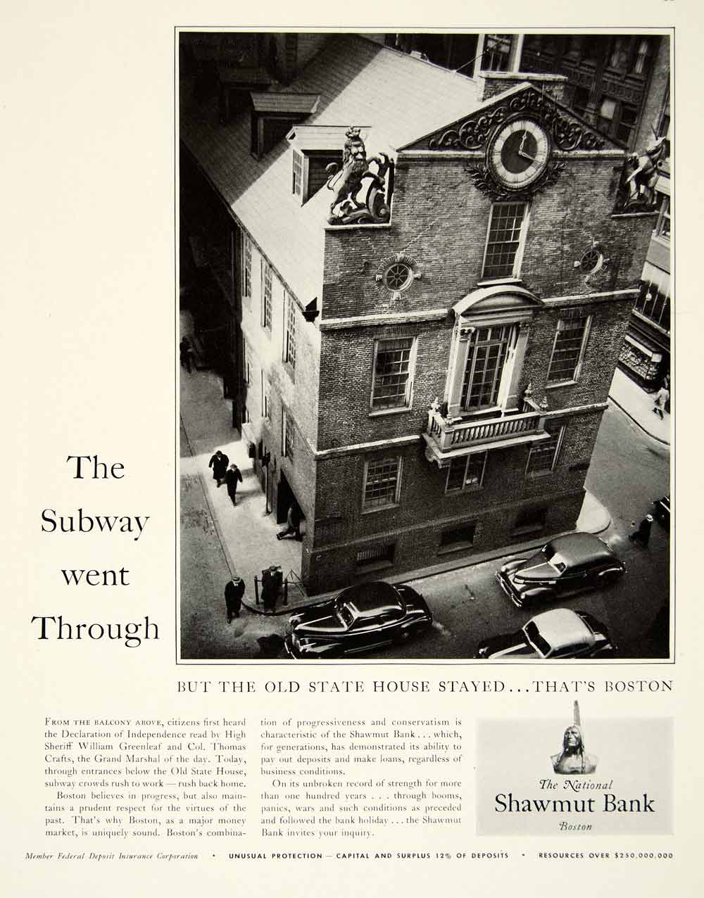 1942 Ad National Shawmut Bank Boston Subway Architecture Cityscape YFT1