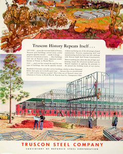 1942 Ad Truscon Steel Republic Construction Building World War II Brenton YFT1