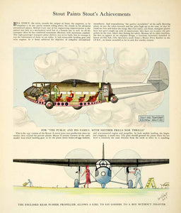 1941 Color Print Stout Paint Aircraft Airplane Flying Pilot Sky Car Travel YFT1