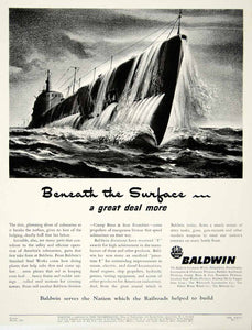 1943 Ad Baldwin Submarine Calvert Standard Steel Works Foundries World War YFT2