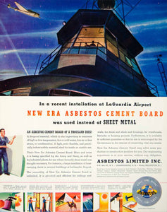 1943 Ad Asbestos Cement Board La Guardia Airport Fireproof Building YFT2