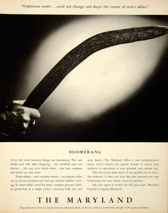 1943 Ad Boomerang Maryland Casualty Liability Coverage Lawsuit Policy YFT2