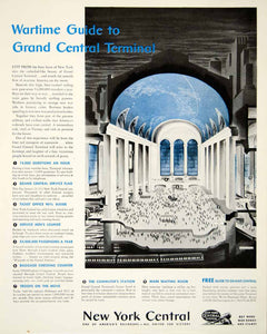1943 Ad New York Central Railroad WWII Terminal Train Station Passenger YFT2