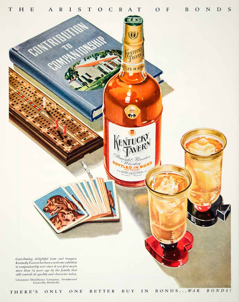 1945 Ad Kentucky Tavern Bourbon Whiskey Glenmore Distillery Playing Cards YFT2