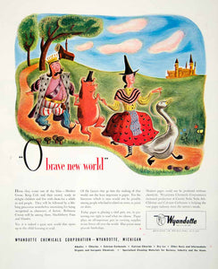 1945 Ad Wyandotte Chemicals Mother Goose King Cole Children Pig Castle YFT2