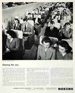 1945 Ad Boeing Stratocruiser Airplane Aeroplane Cabin Air Travel Seat YFT2