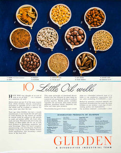 1945 Ad Glidden Copra Flaxseed Babassu Tucum Nut Oil Palm Sesame Cotton YFT2