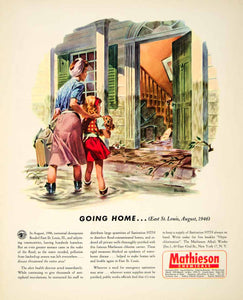 1947 Ad Mathieson Chemicals Saint Louis Flooding Chlorine Disinfectant YFT3