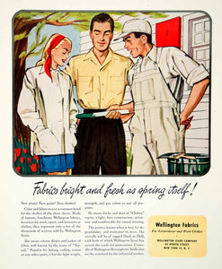 1947 Ad Wellington Fabrics Leisurewear Work Clothes Fashion Sears Paint YFT3