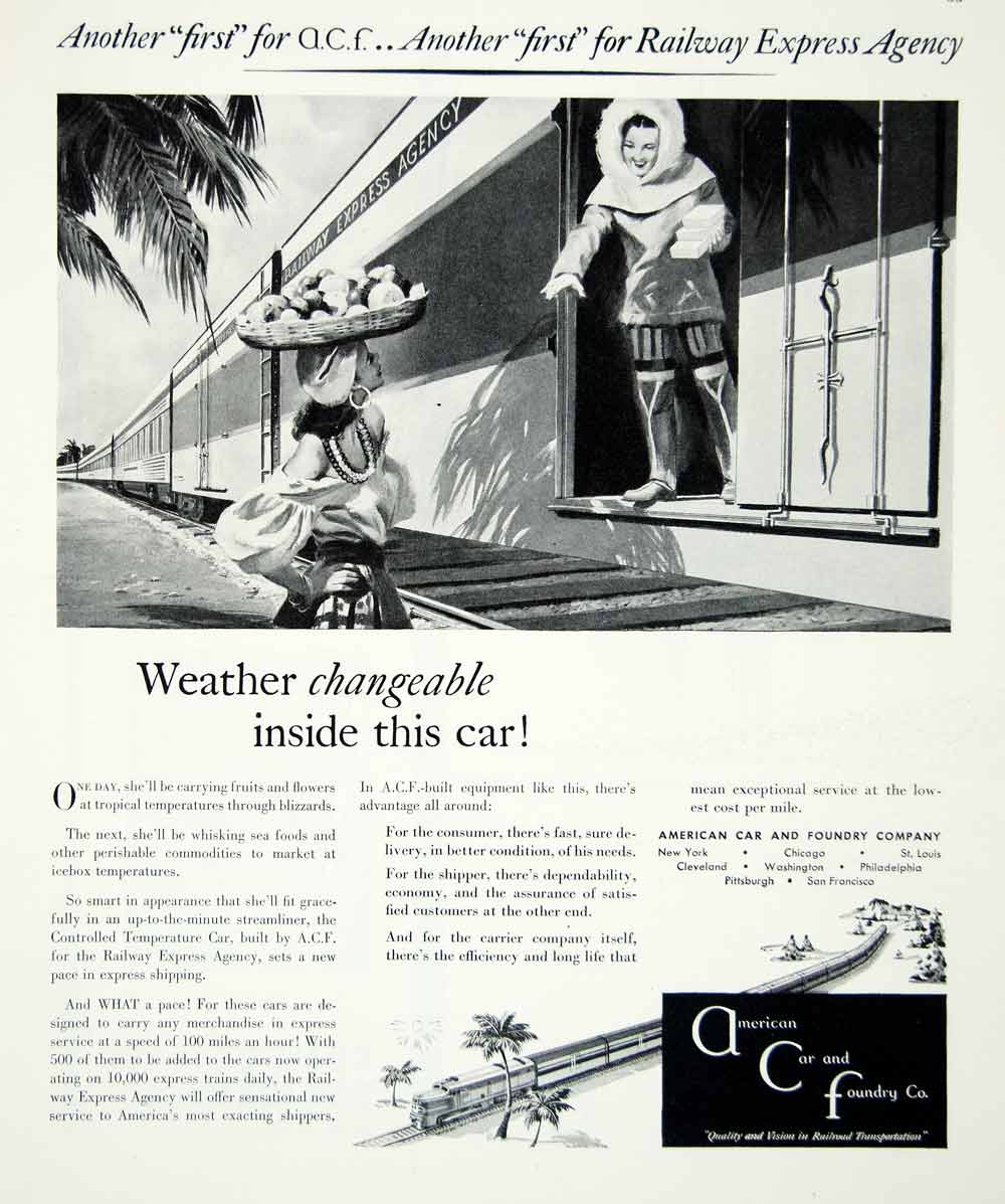 1947 Ad American Car Foundry Company Railroad Transportation Shipping YFT3
