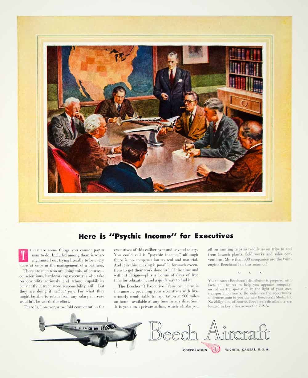 1947 Ad Beech Aircraft Corporation Wichita Kansas Airplane Executive Men YFT3 - Period Paper
