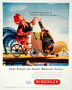 1947 Ad Schenley Blended Whisky Rooster Reserve Pre War Quality Dock YFT3